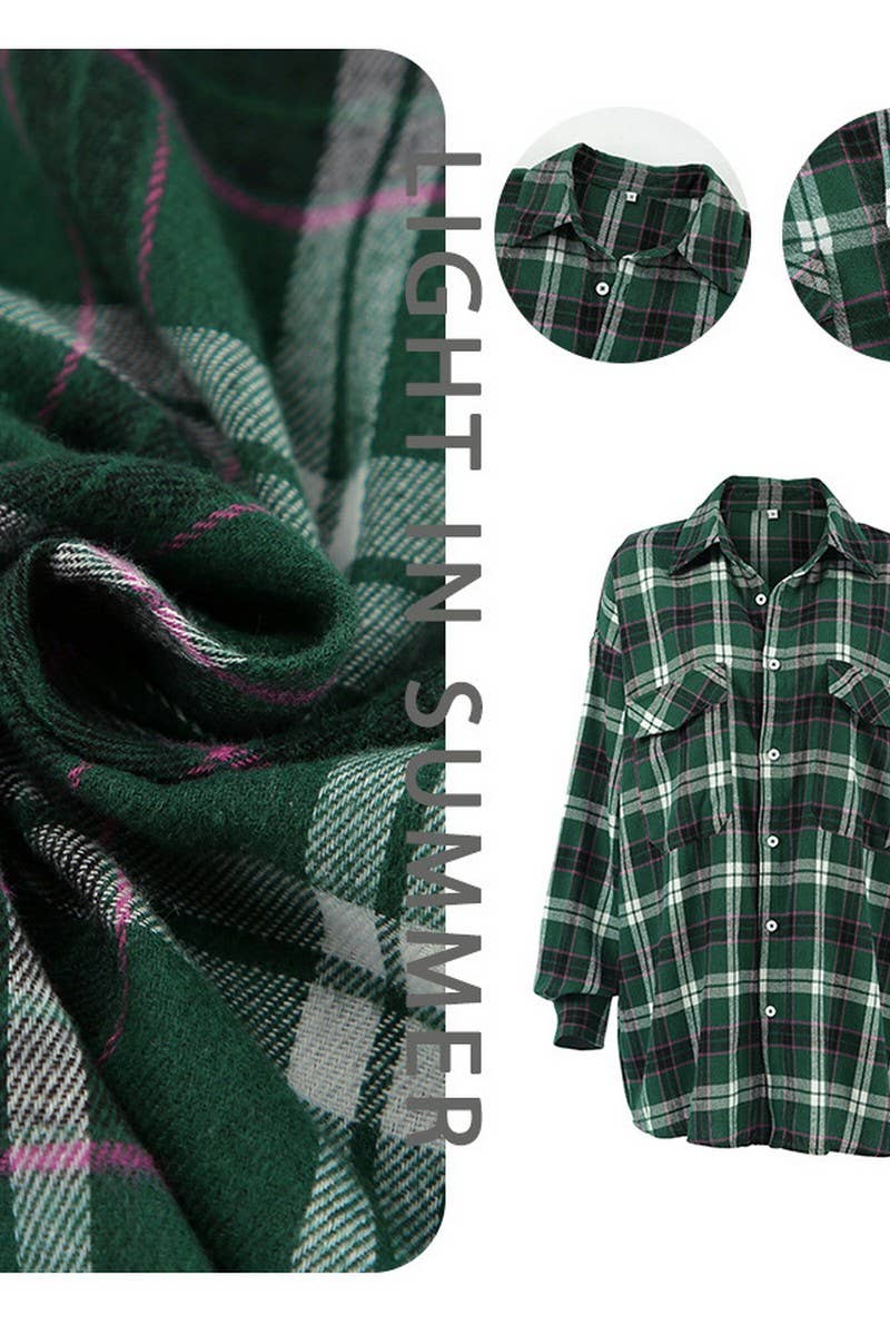 CWTBLL00612_GREEN PLAID COMMUTER LONG-SLEEVED CASUAL COATS