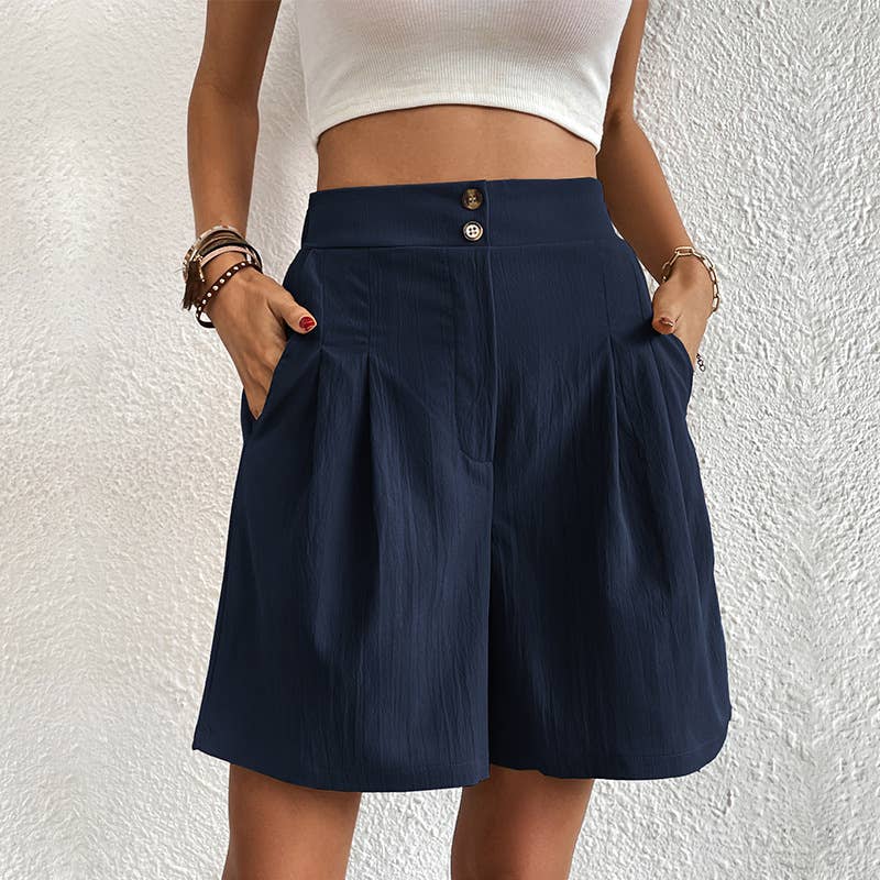 Elegant commuter high-waisted wide-leg shorts