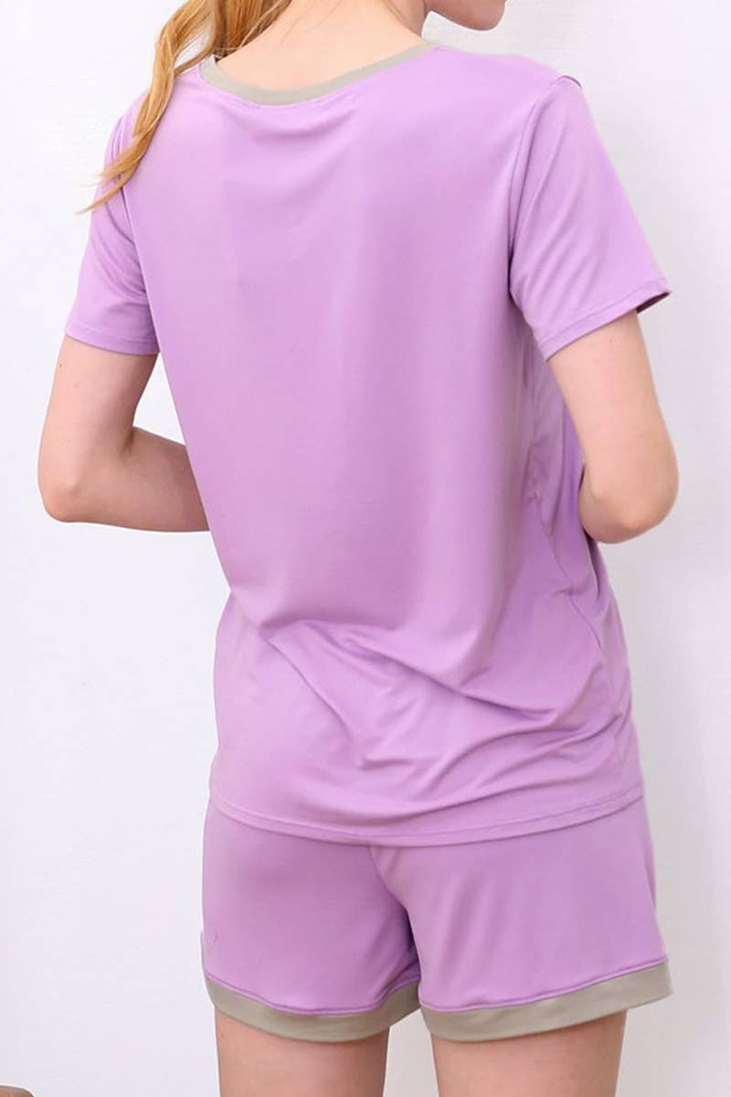 CWSPJ031-P_SHORT SLEEVE TOP WITH SHORTS PAJAMA SET