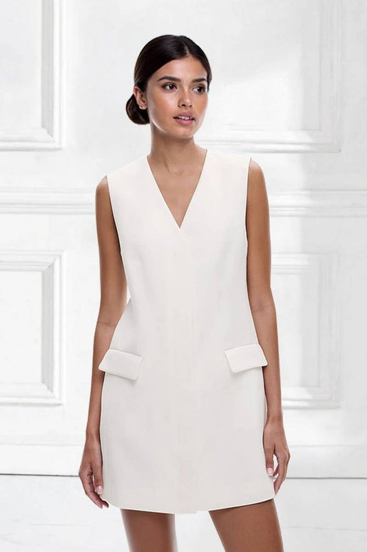 CWDSD8886_SOLID V-NECK SLEEVELESS HIGH WAIST MINI DRESS