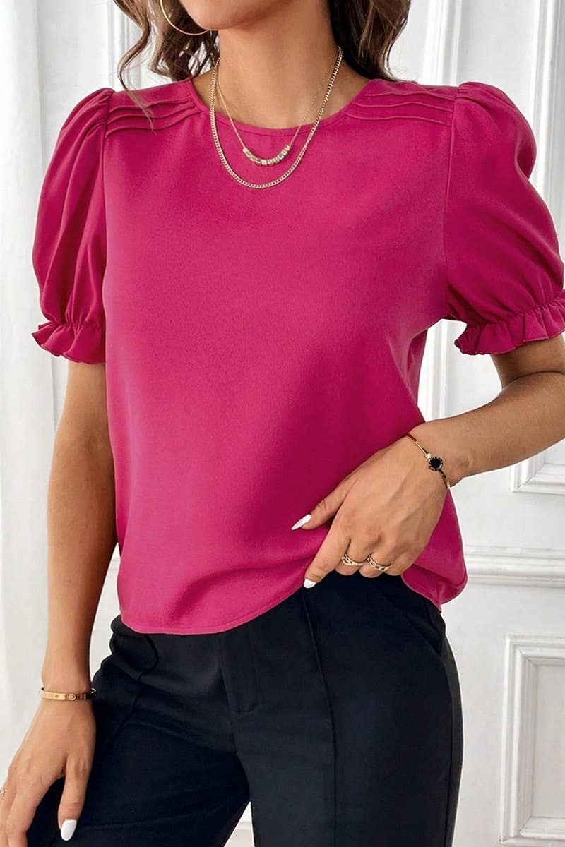 CWTTS1374_SUMMER FASHION TEMPERAMENT ROUND NECK SHIRT