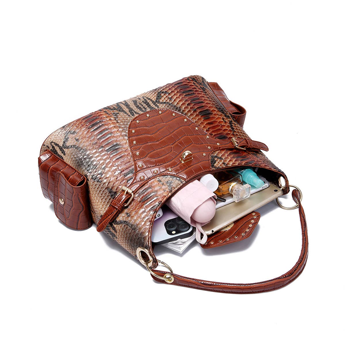 VINTAGE NEW TOTE SNAKE PRINT SHOULDER HANDBAG_CWAB2581