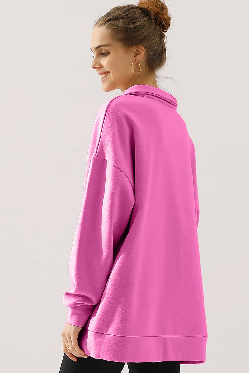 CWOHOL431_Zip Neck Lightweight Pullover Sweatshirt