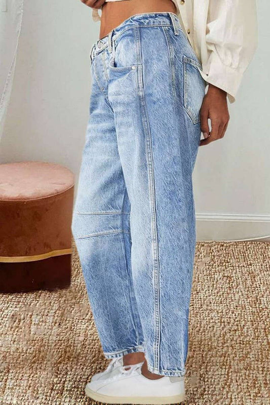 CWJP0593_HIGH WAIST LOOSE STRAIGHT WIDE LEG DENIM PANTS