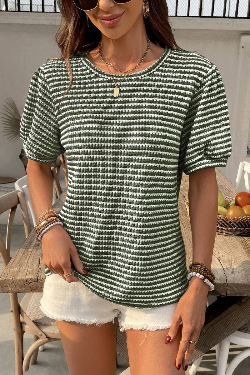 CWTTS1360_SUMMER WOMEN'S CASUAL PUFF SLEEVE TOPS