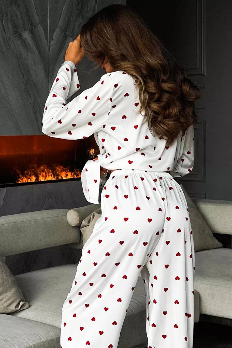 CWSPJ0067_LOVE PRINTED LONG-SLEEVED SHIRT LOUNGEWEAR SET