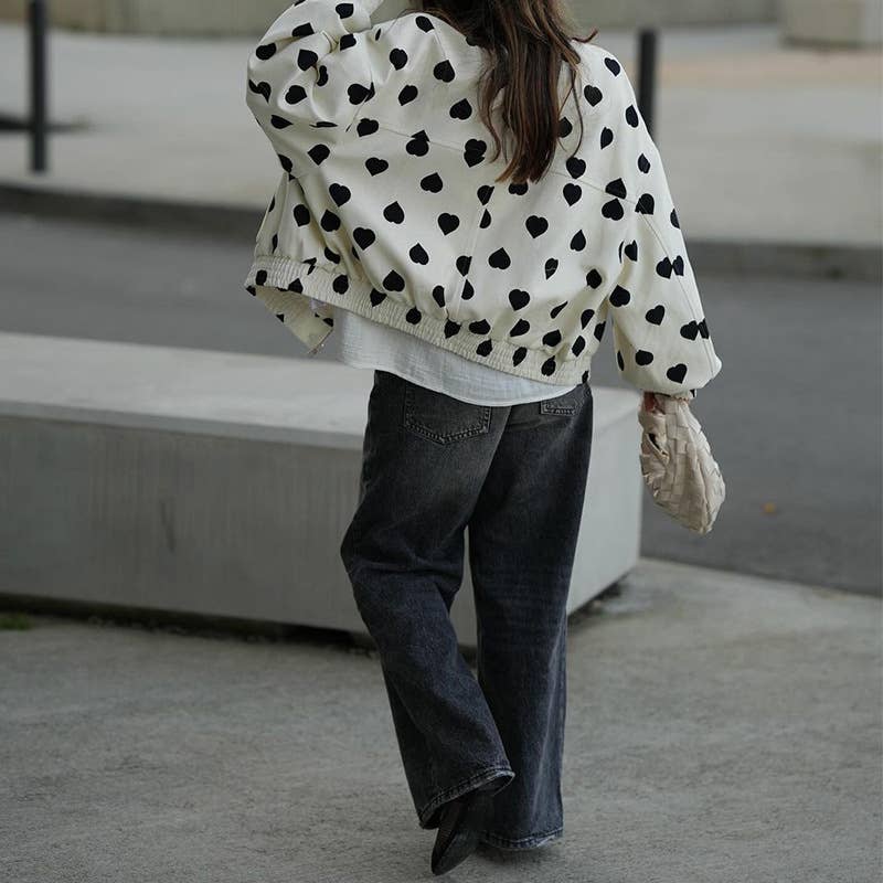 CASUAL LOVE PRINT LONG-SLEEVED JACKET