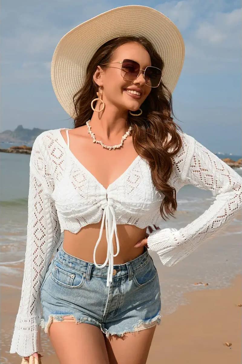 CWTTL1995_SPRING AND SUMMER V-NECK FASHION CARDIGAN