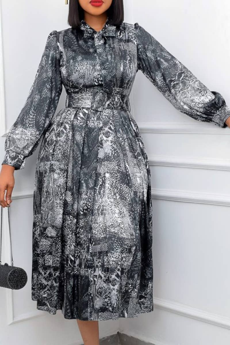 CWDMD3909_AUTUMN PRINT HIGH-WAISTED LONG-SLEEVED DRESS LONG