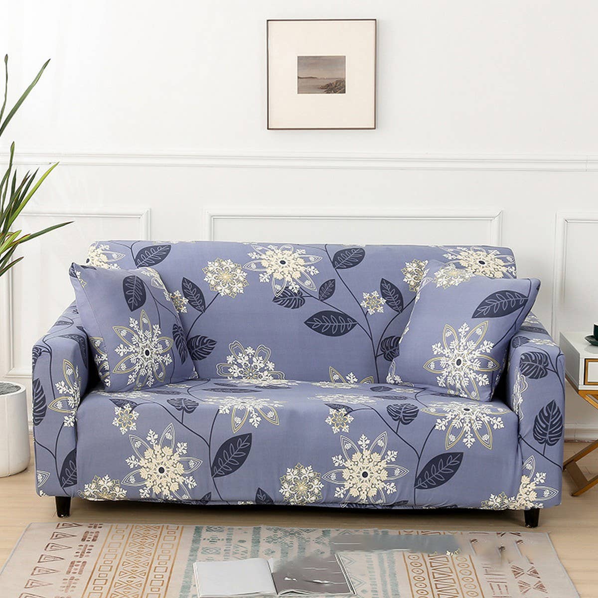 Modern Knit Sofa Cover, Stretch Fit, Solid Color