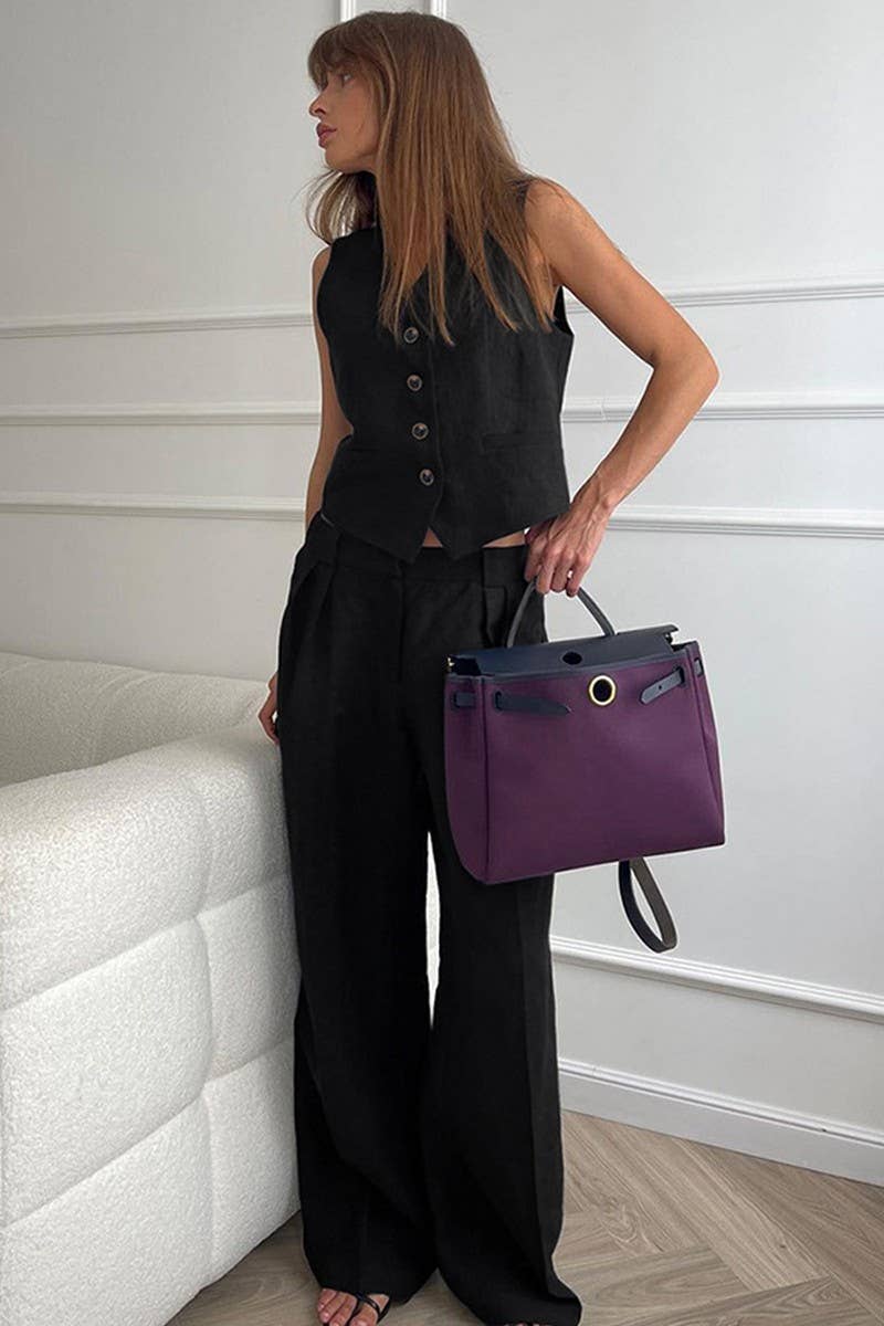 CWSTB1478_SLIM FIT VEST PLEATED TROUSERS TWO-PIECE SET