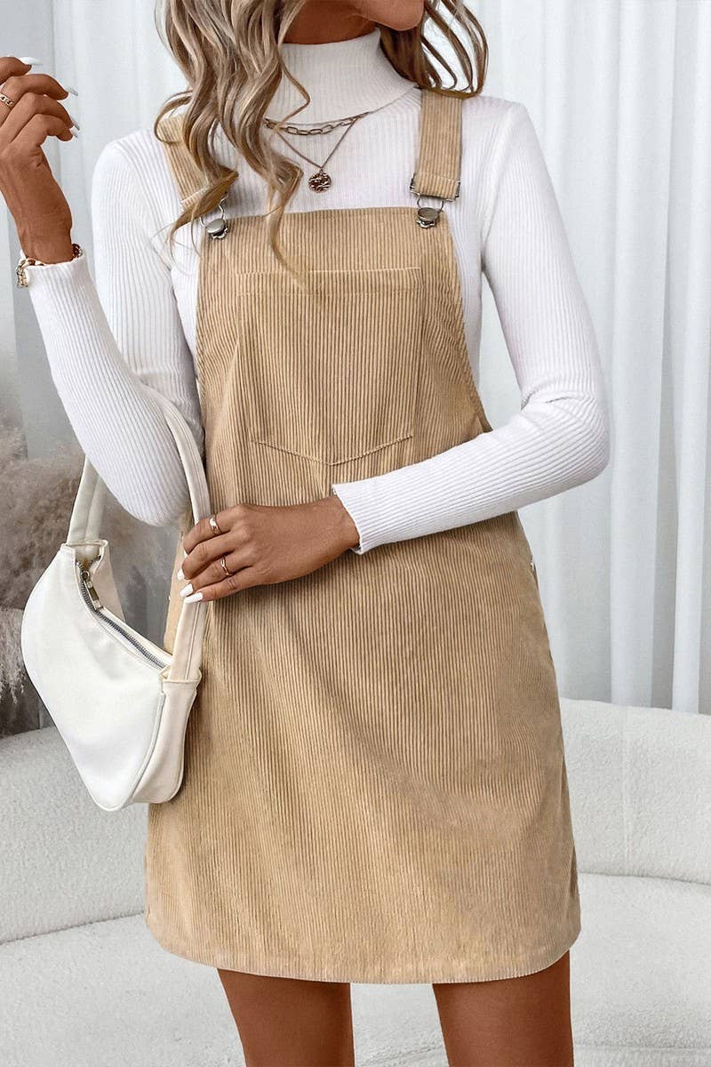 CWDSD8740_CASUAL POCKET CORDUROY SUSPENDER DRESS