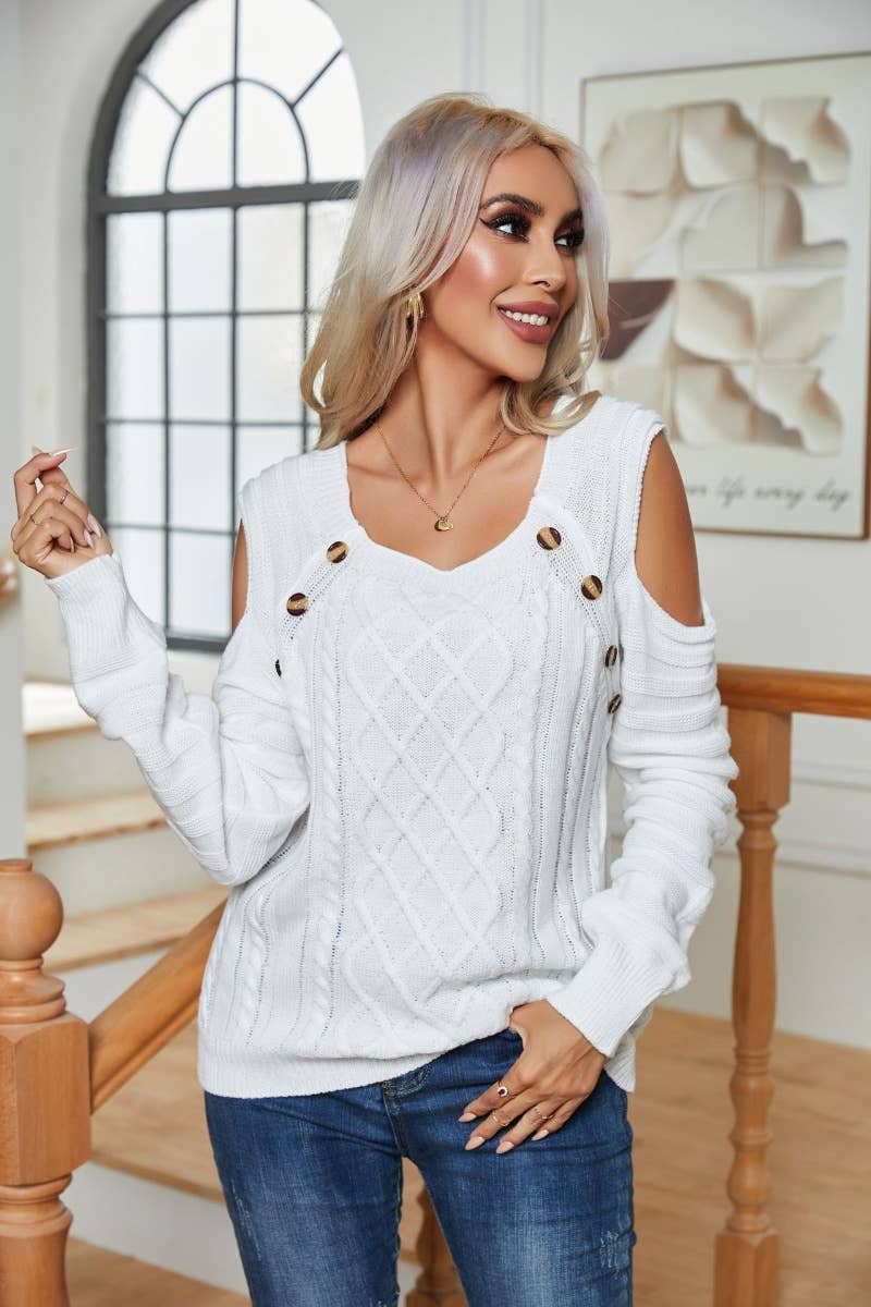 CWOSWL6368_WINTER BUTTON-DOWN LONG-SLEEVED SWEATER