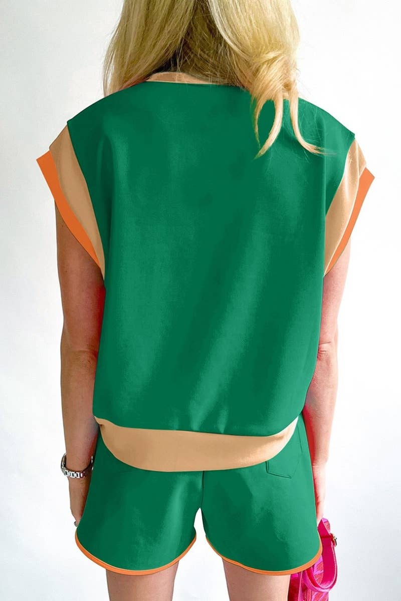 CWSS0638_CASUAL SLEEVELESS CREW NECK TOP SHORTS SUIT