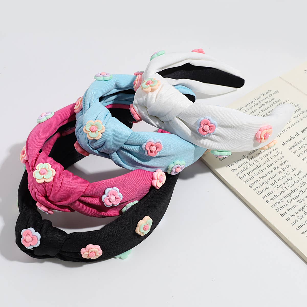 FRESH FLOWER WIDE KNOTTED HEADBAND