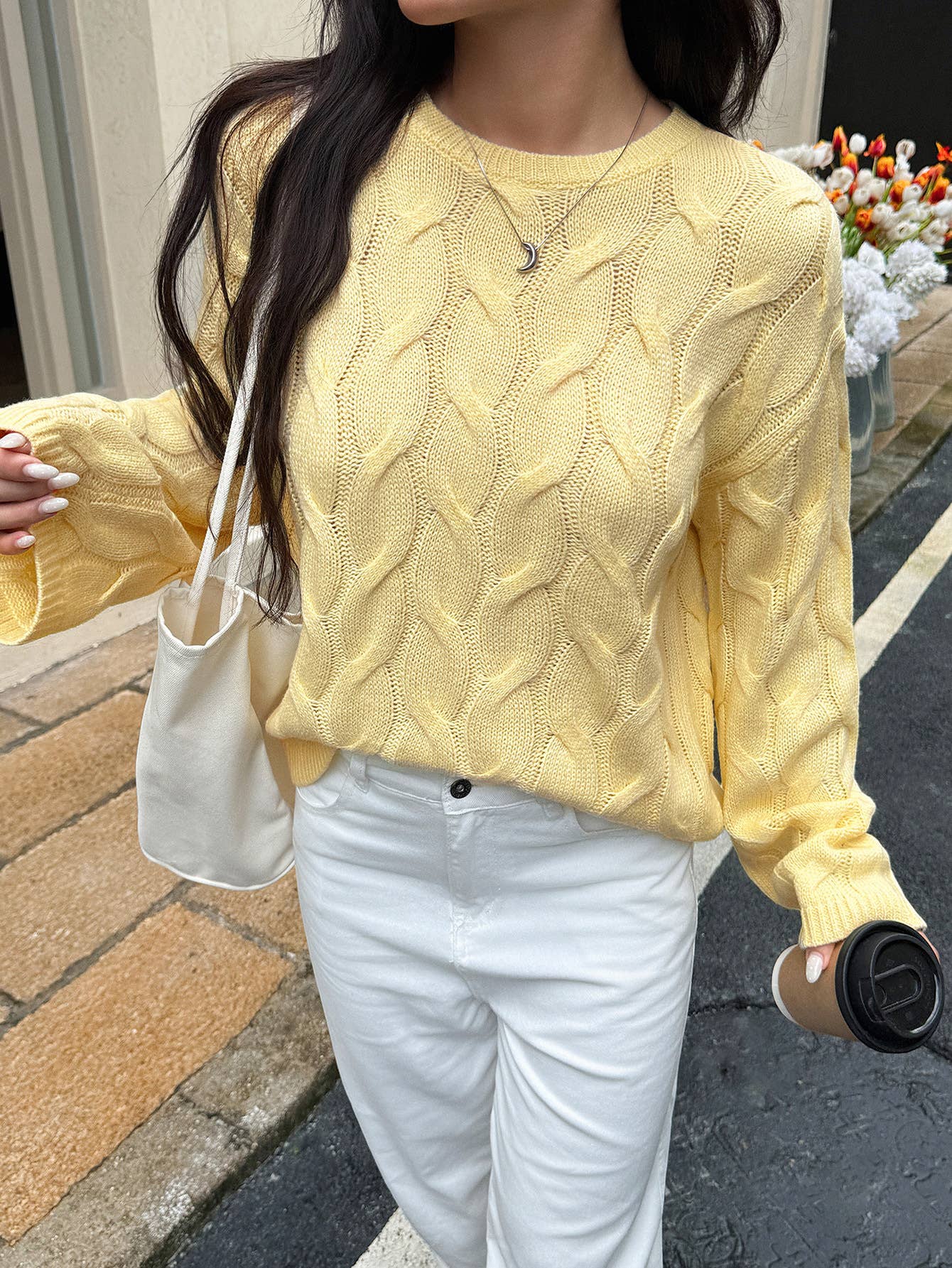 Casual and simple long-sleeved solid-color Sweater