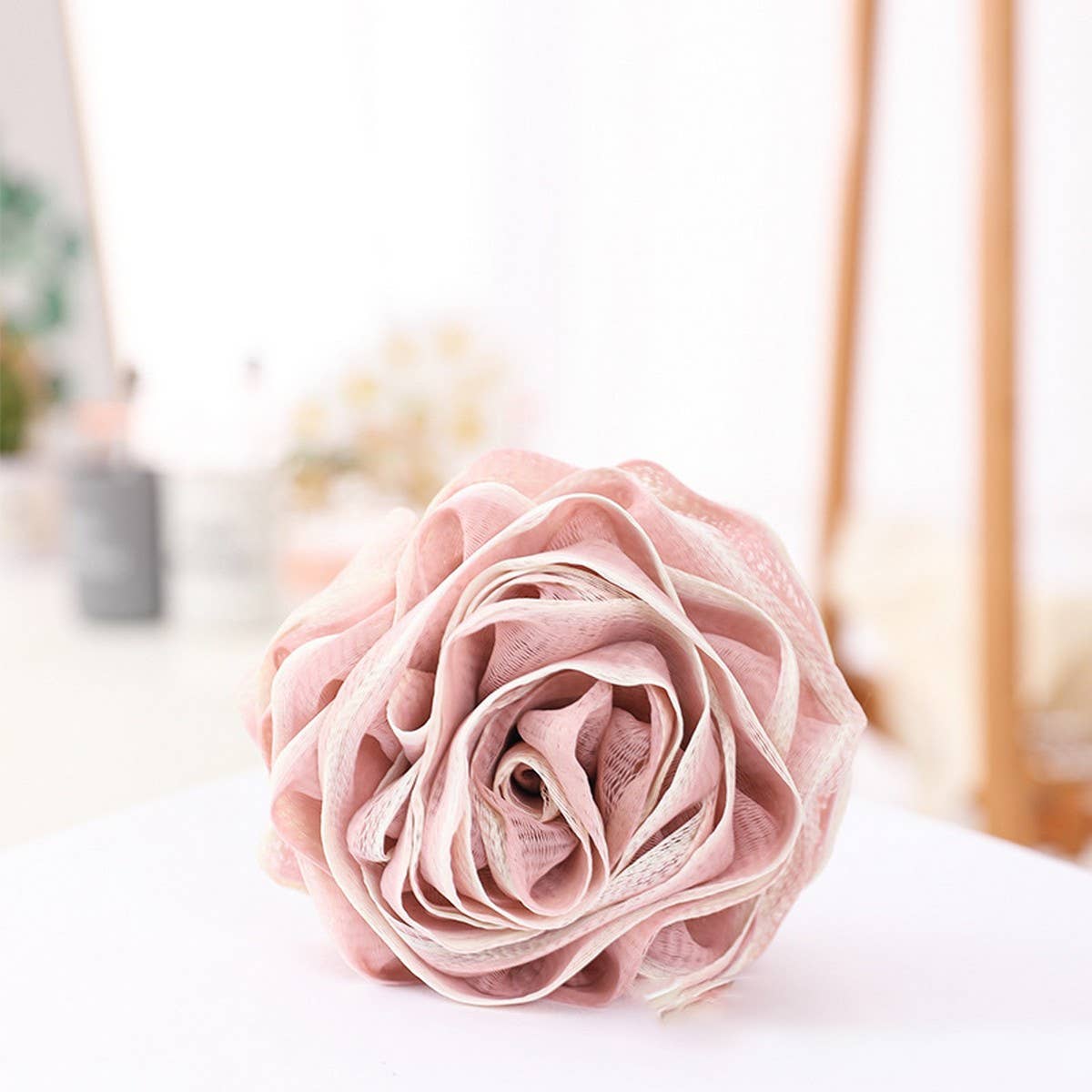 LARGE BATH FLOWER FOAMING NET TWO-COLOR BATH POUF