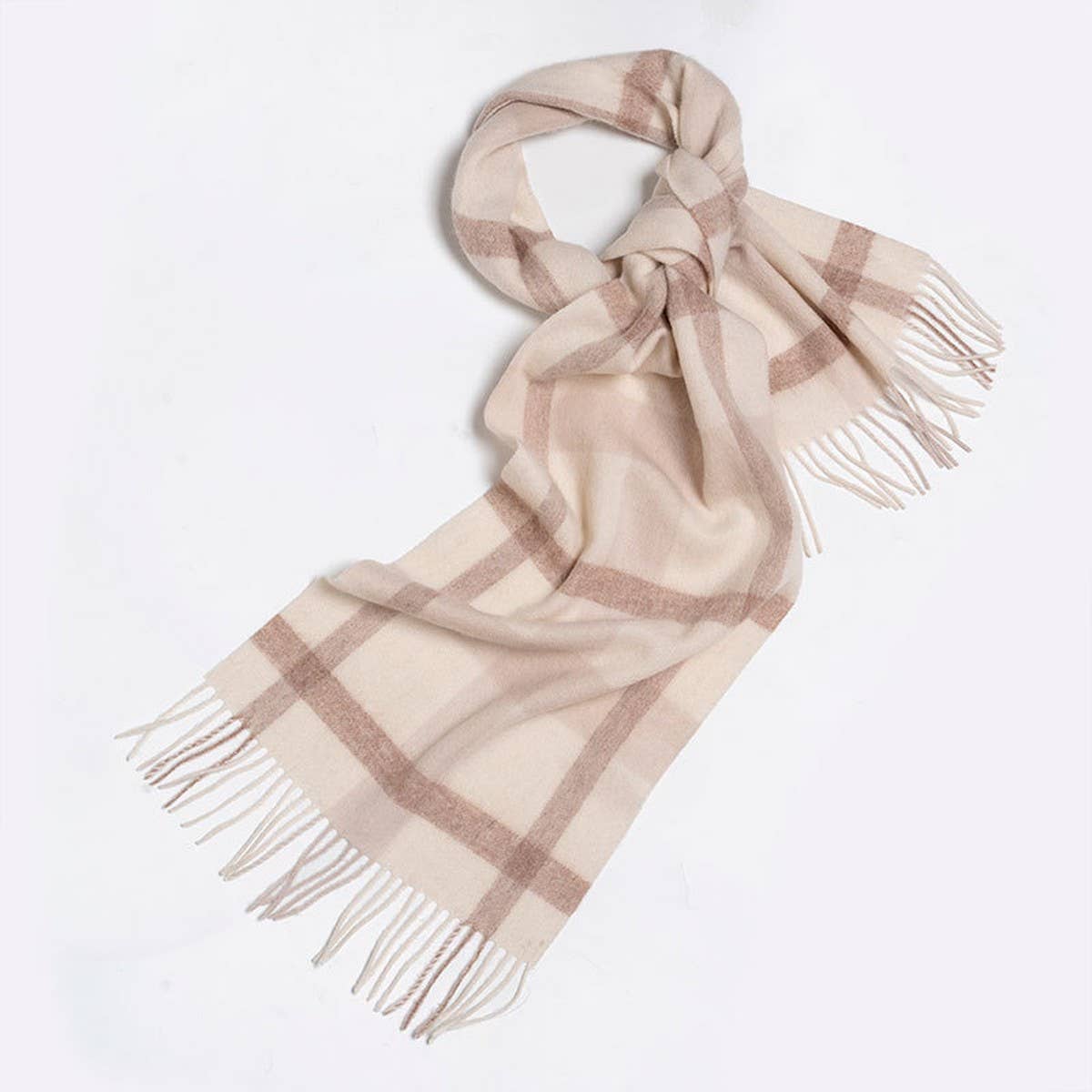 Blue Check Wool Scarf Winter Warmth Unisex Shawl_CWASC2308