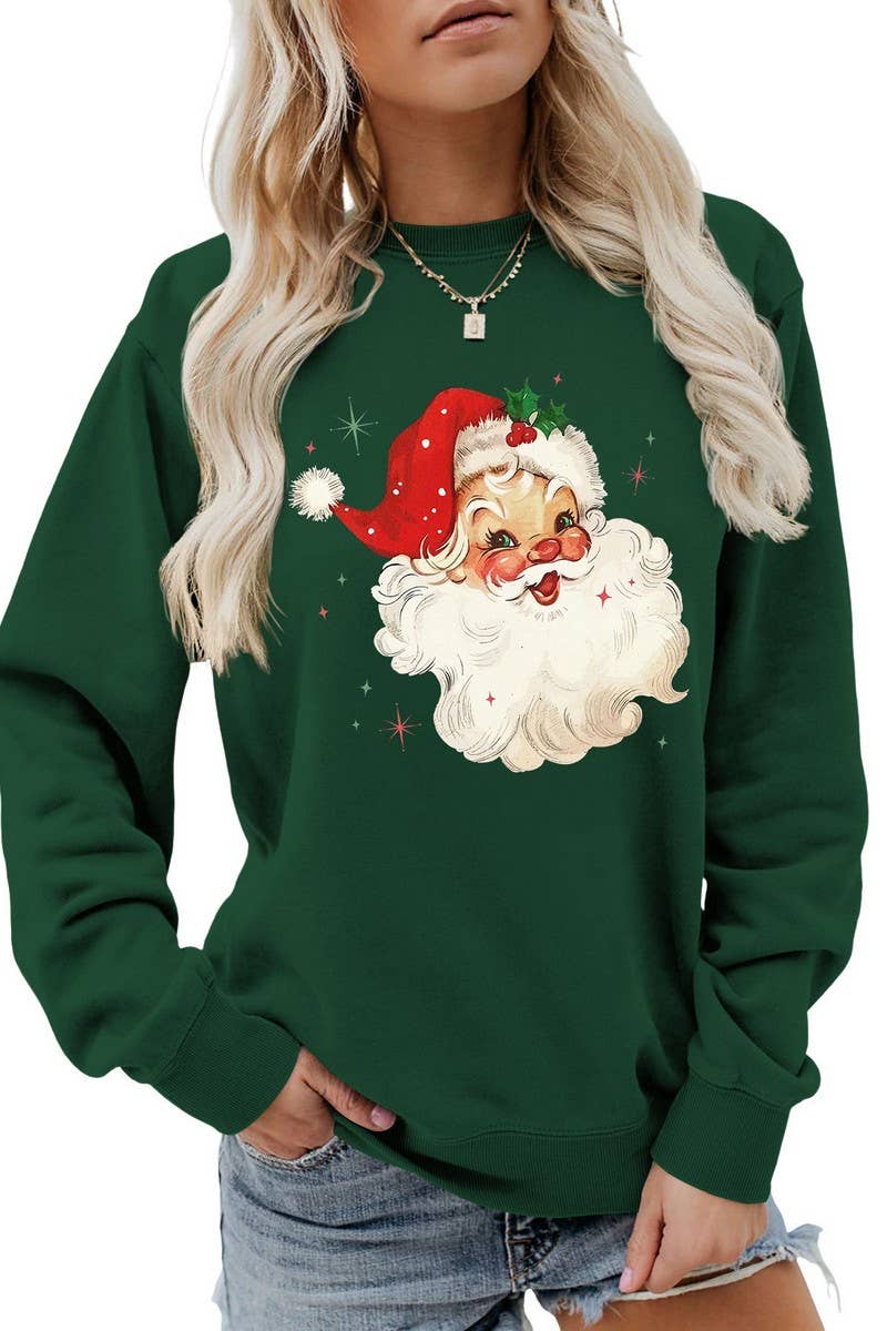 CWTBLL01324_SANTA CLAUS HEAD PATTERN PULLOVER SWEATSHIRT