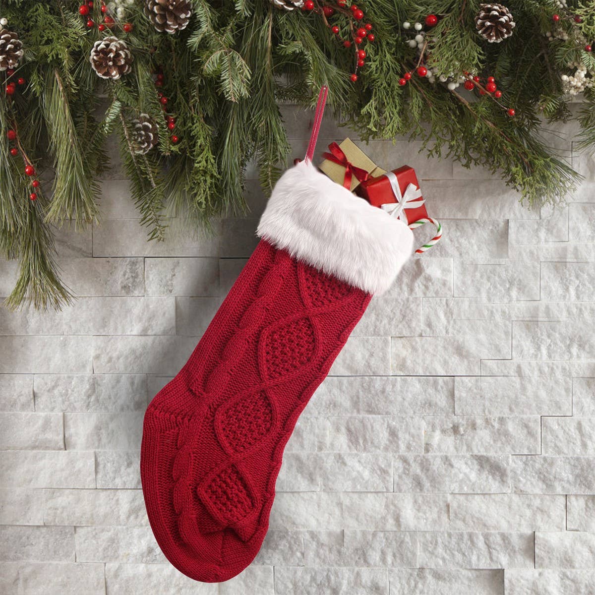 CWMS0926_Christmas Pendant Knitted Stocking Goodie Bag