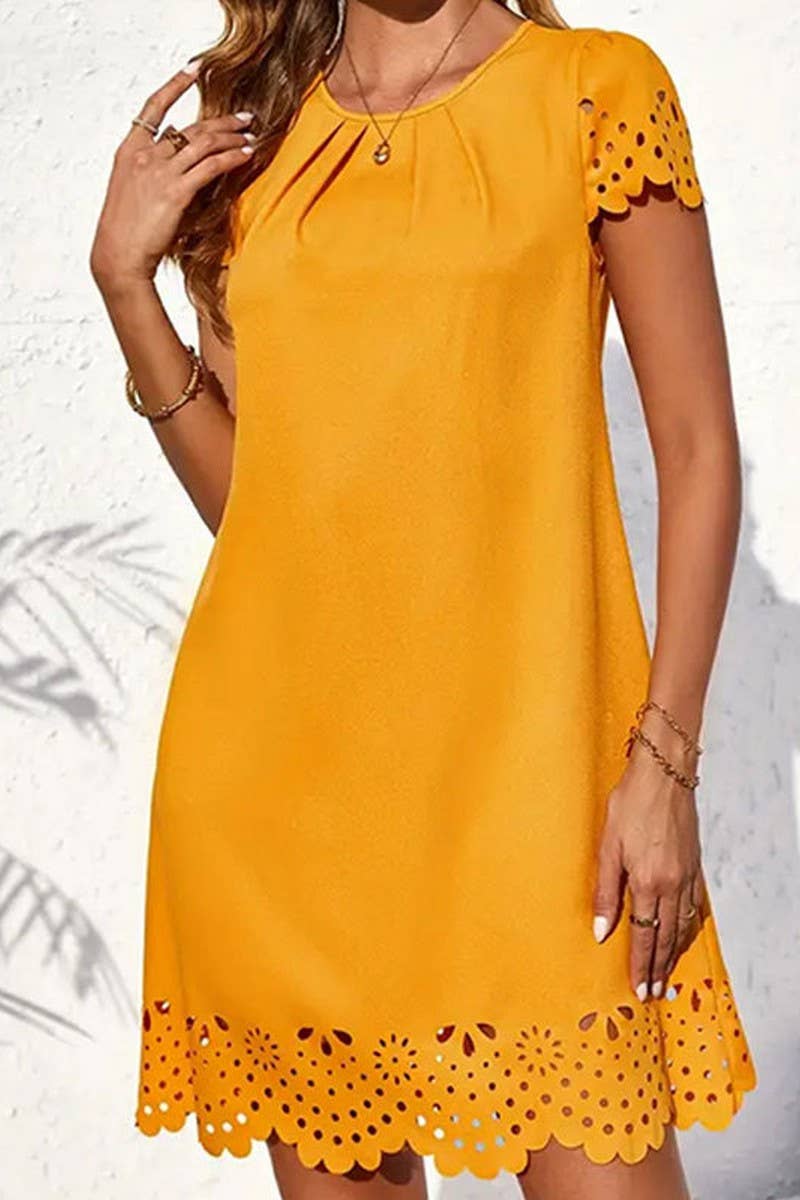 CWDSD7593_SPRING AND SUMMER SOLID COLOR A-LINE DRESS