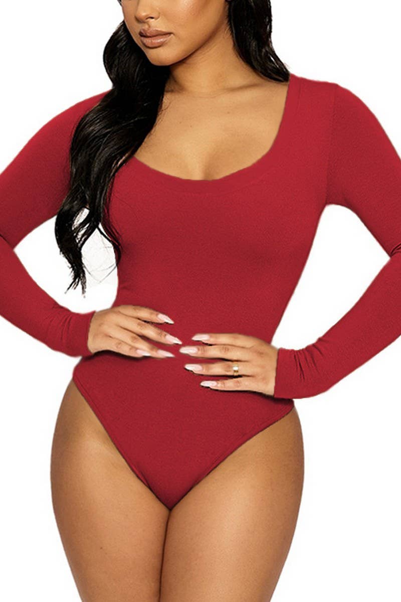 CWSBSL0156_SLIM FIT U-NECK LONG SLEEVE BODYSUIT