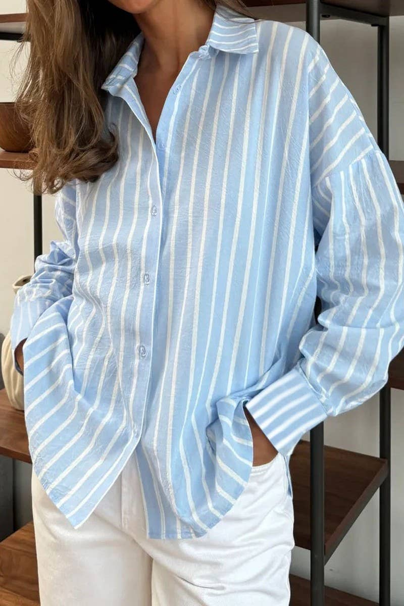 CWTSTL01015_CASUAL LOOSE FIT STRIPED LONG SLEEVE SHIRT