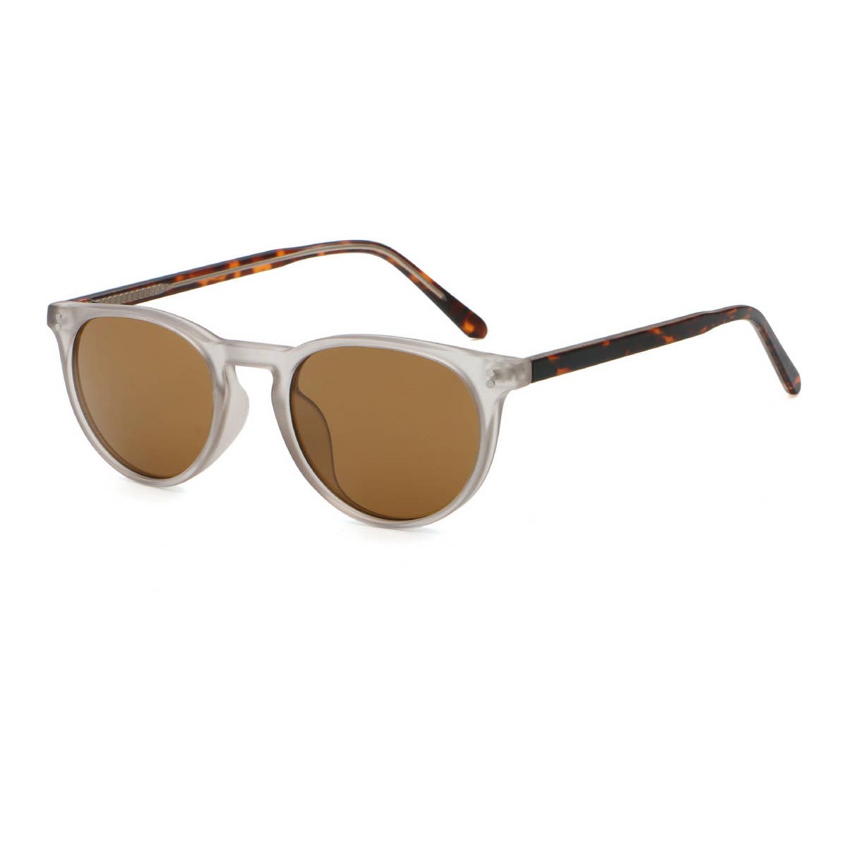 FASHIONABLE FAUX ACETATE ROUND FRAME SUNGLASSES