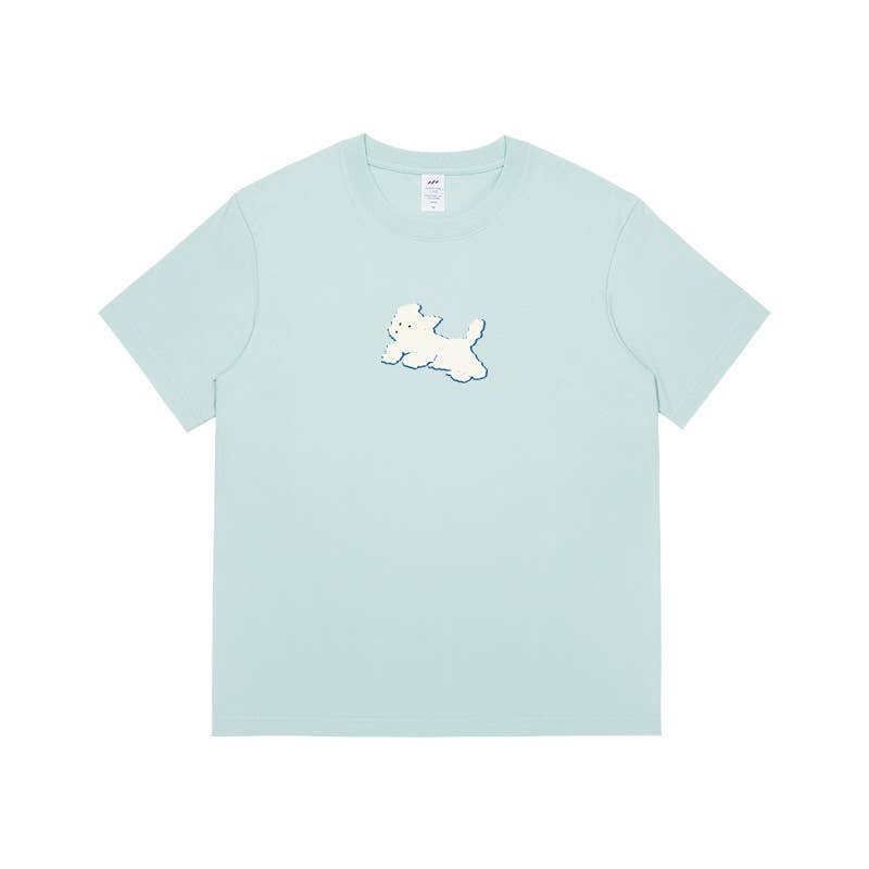 CWTTS0927_LITTLE WHITE DOG PRINT CREW NECK SHORT SLEEVE