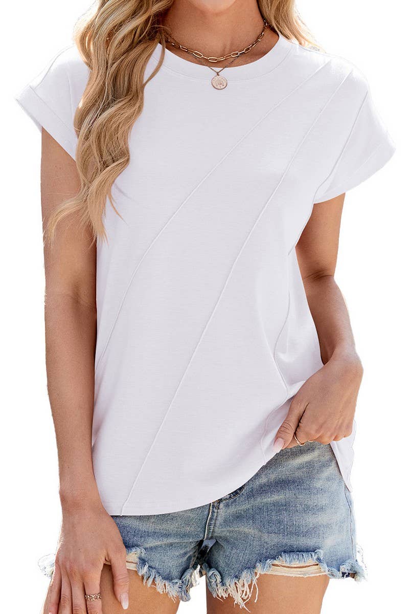 CWTTS1332_SUMMER ROUND NECK LOOSE SHORT SLEEVE T-SHIRT