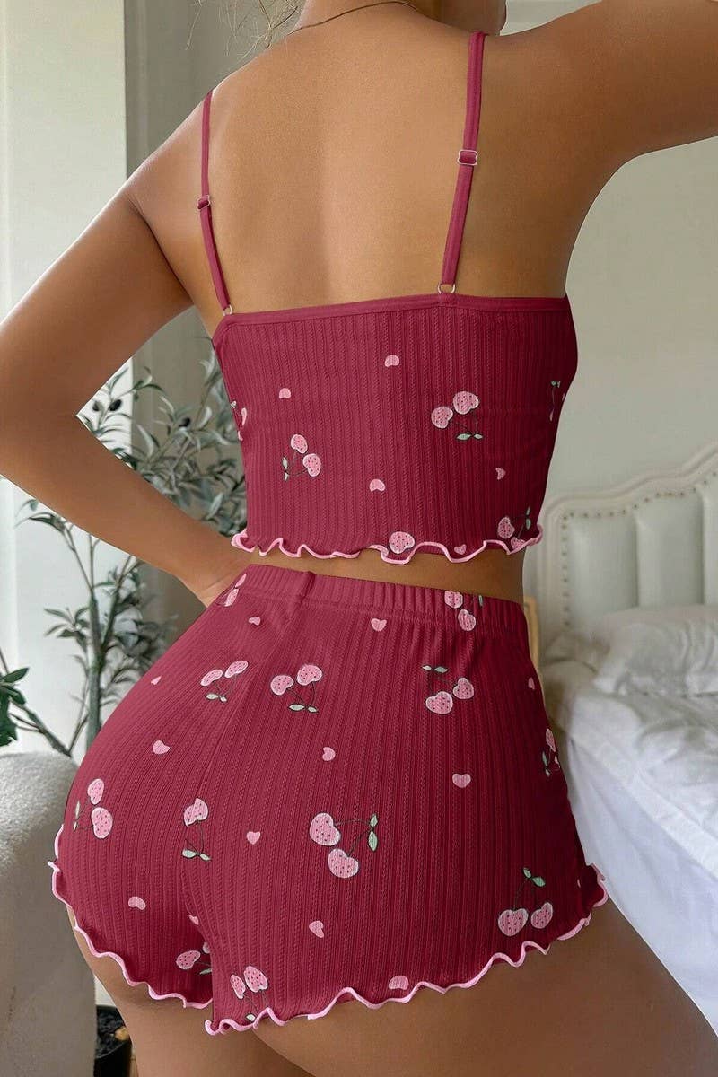 CWSPJ00485_SUMMER JACQUARD PRINT CAMI AND SHORTS SET