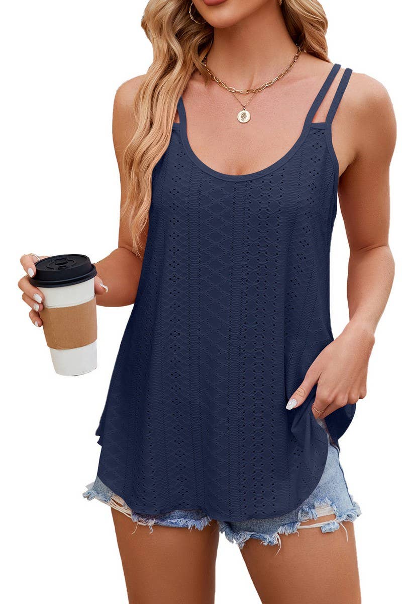 CWTTSL0323_SOLID COLOR ROUND NECK WOMEN'S BOTTOMING VEST TOP