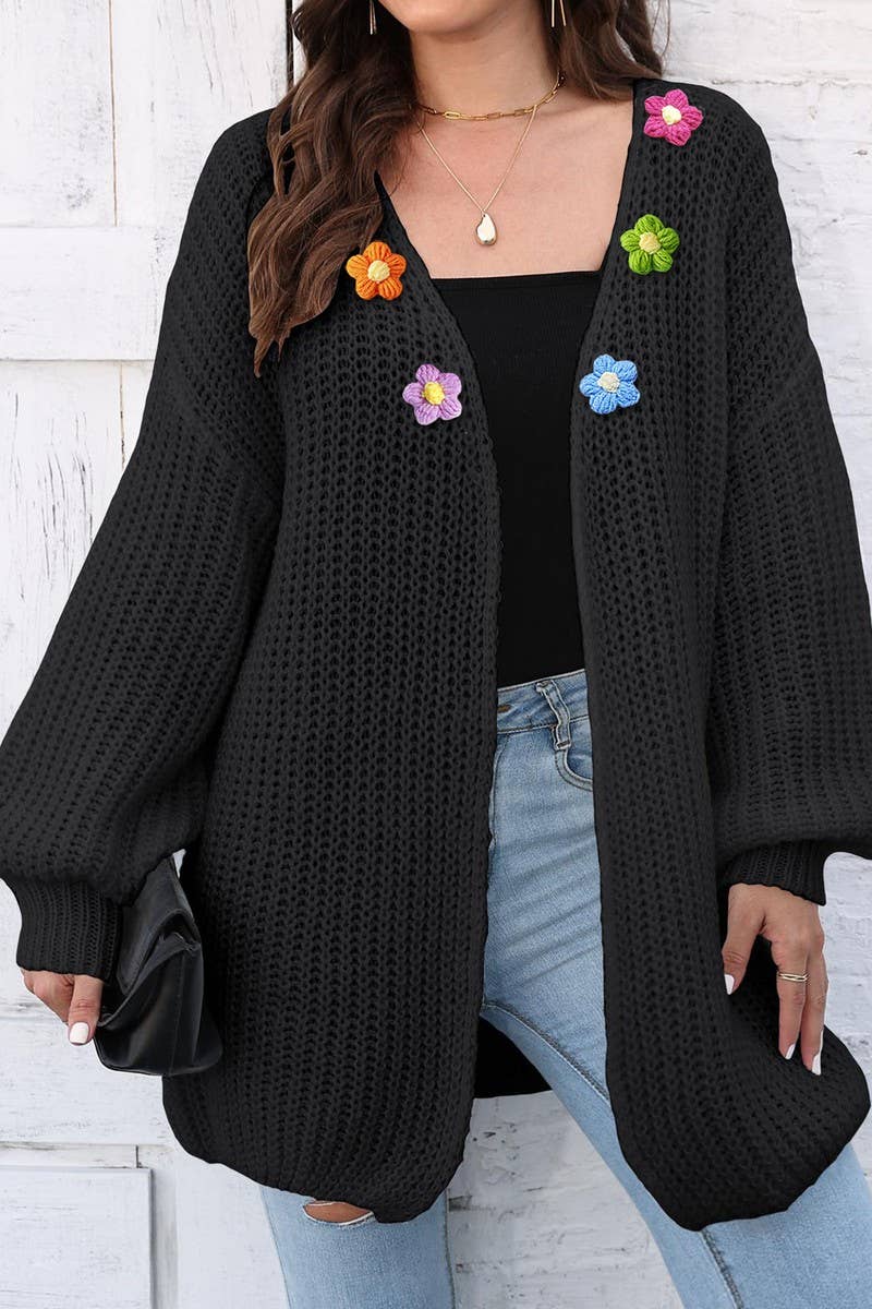 CWOSWL07389_WOMEN CHUNKY KNIT OPEN FRONT CARDIGAN