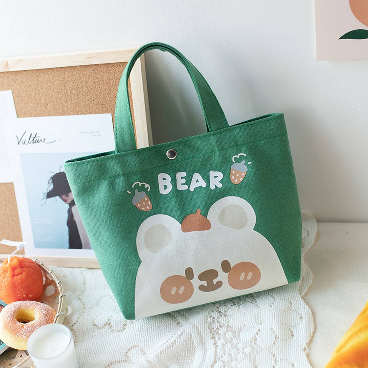 Spring Canvas Lunch Tote Bag for Women, Small_CWAB5671