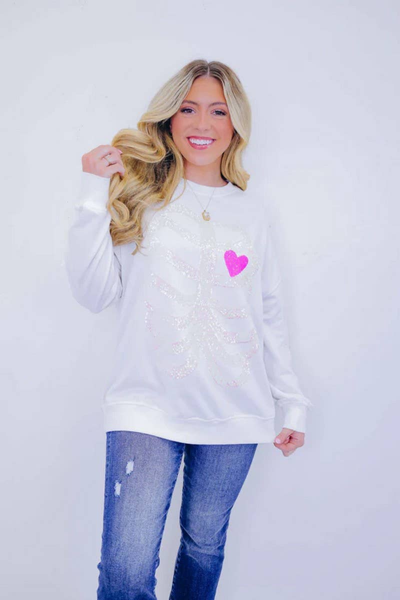 CWTBLL01245_HALLOWEEN SEQUIN SKELETON LONG SLEEVE SWEATSHIRT