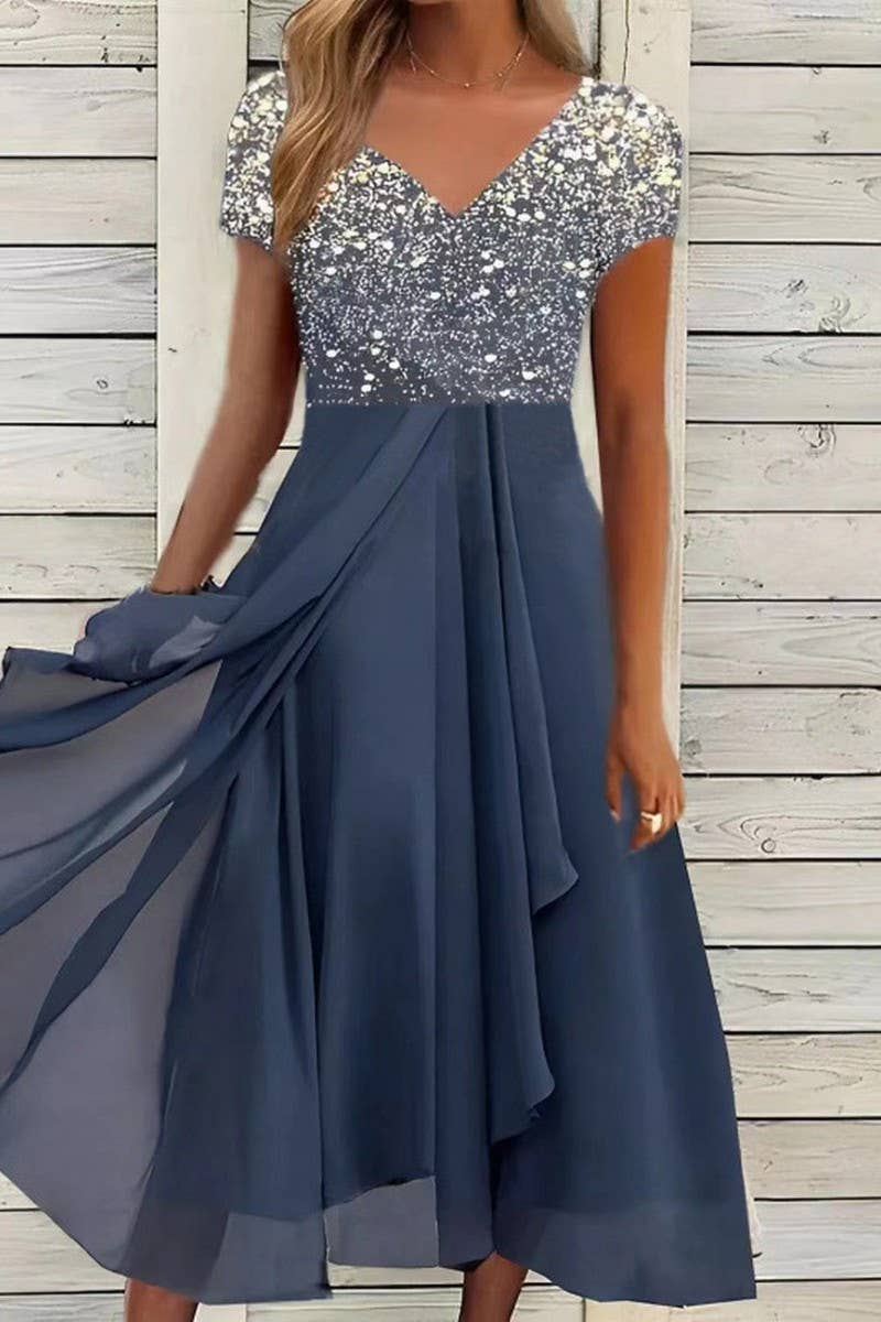 CWDMD6216_SUMMER CASUAL FASHION PATCHWORK DRESS