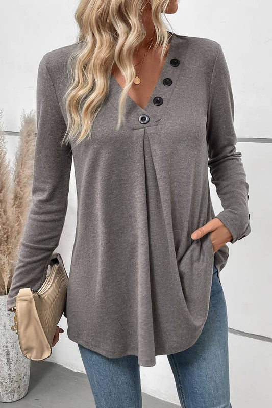 CWTBLL3735_AUTUMN CASUAL MID-LENGTH V-NECK T-SHIRT