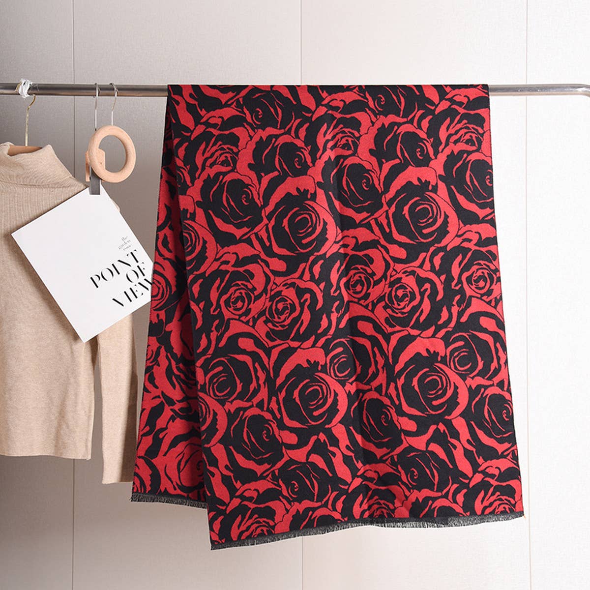 Rose Print Shawl Scarf ? Soft Warm Elegant Wrap
