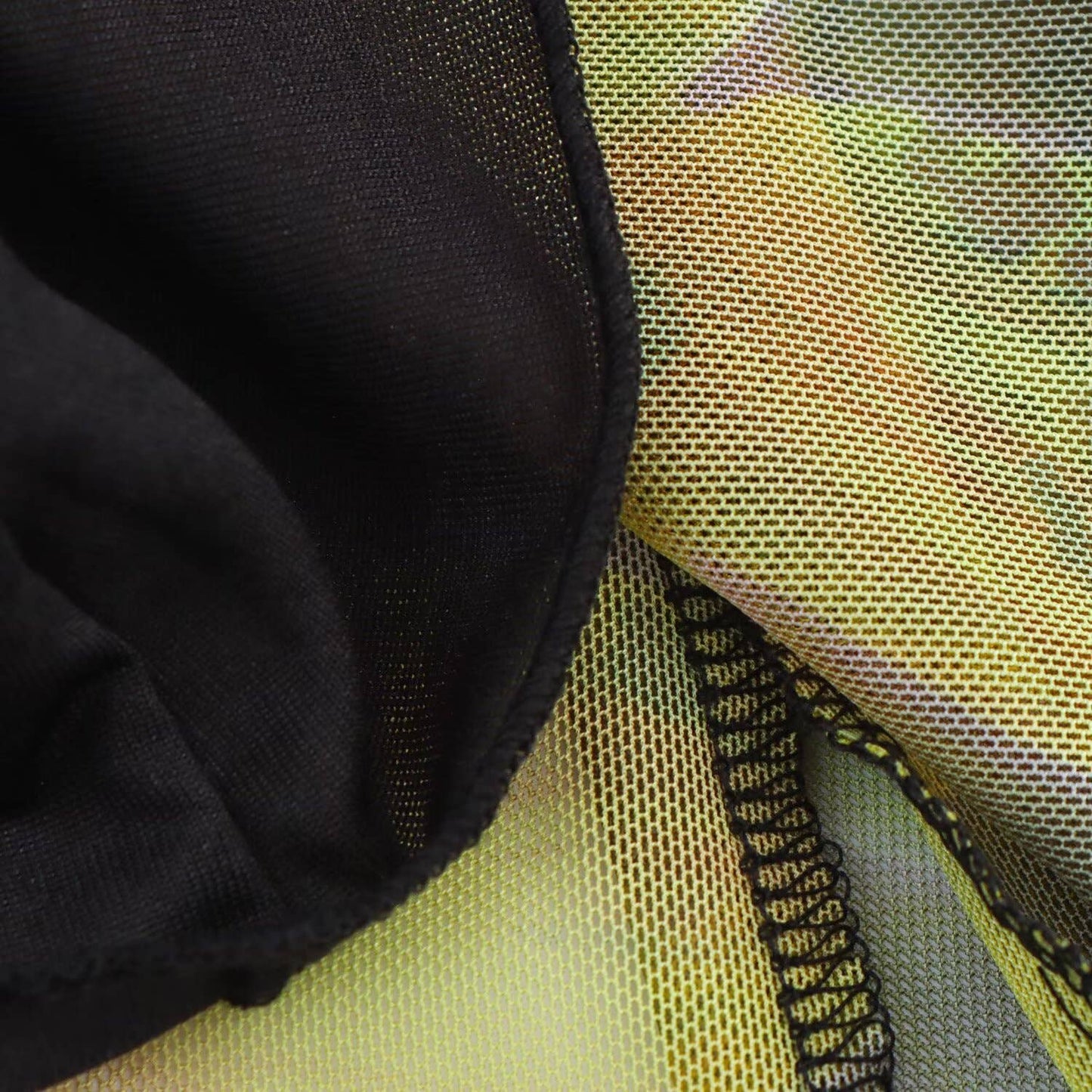 Cinched waist printed mesh short halter dress