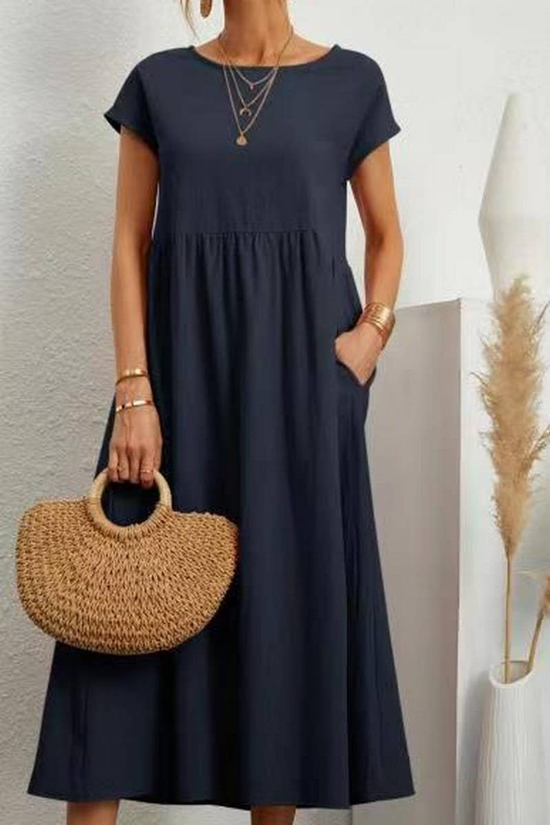 CWDMD01070_SOLID COLOR SLEEVELESS LOOSE DRESS