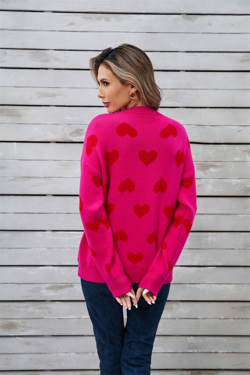 CWOSWL5777_VALENTINE'S DAY ROUND NECK HEART SWEATER