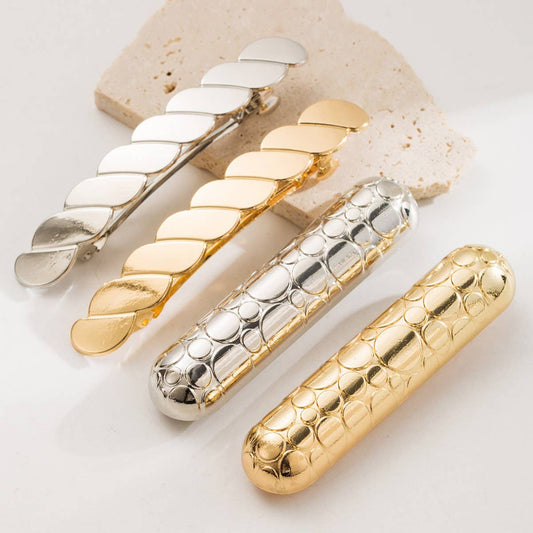 Sleek Beaded Metal Hair Clip for Braids & Buns_CWAHA6232