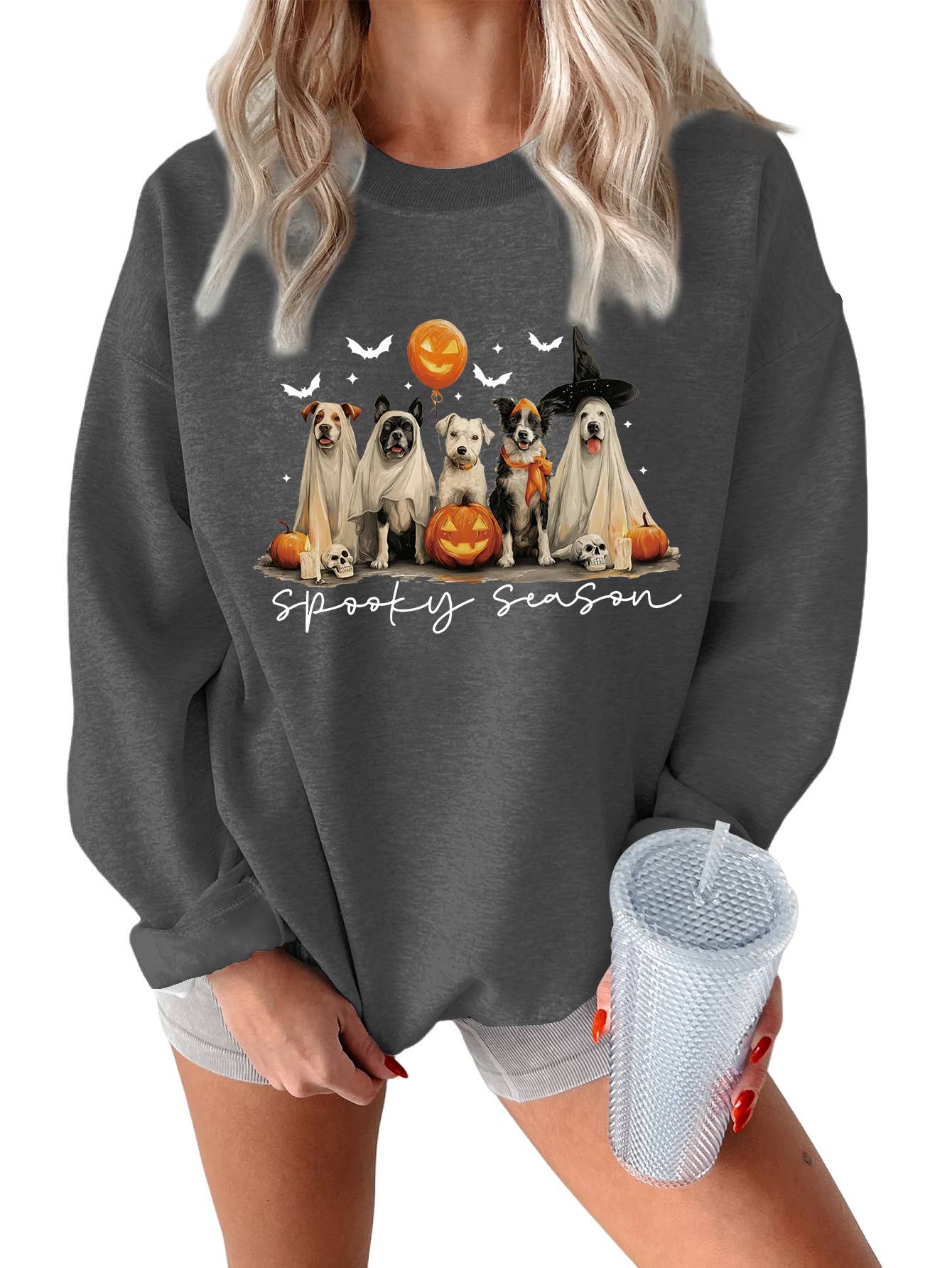 Cute and fun Halloween printed thick warm hoodie