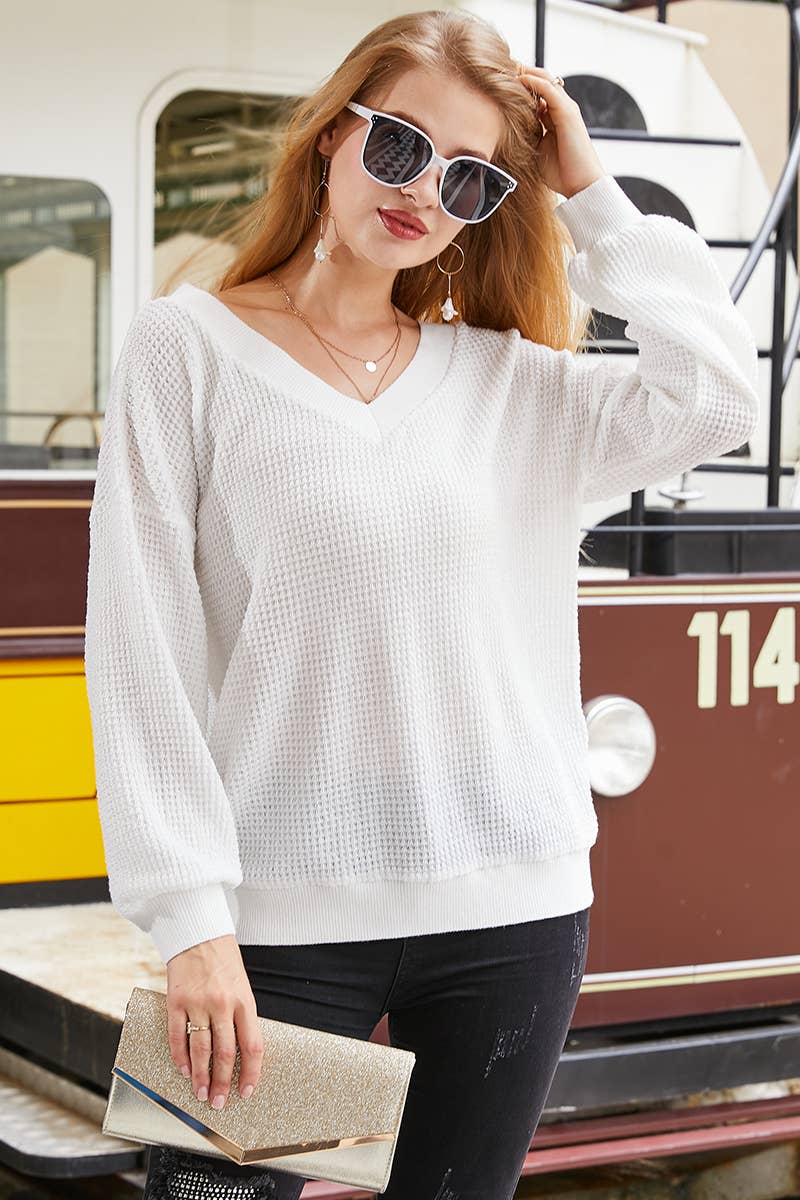 CWTSTL712_Long Sleeve V-Neck Knit Top