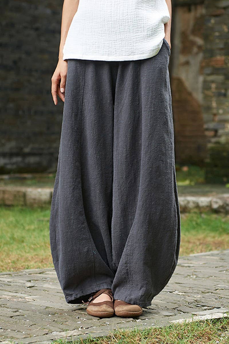 CWBLP1375_COTTON AND LINEN WASHED LOOSE CASUAL BLOOMERS