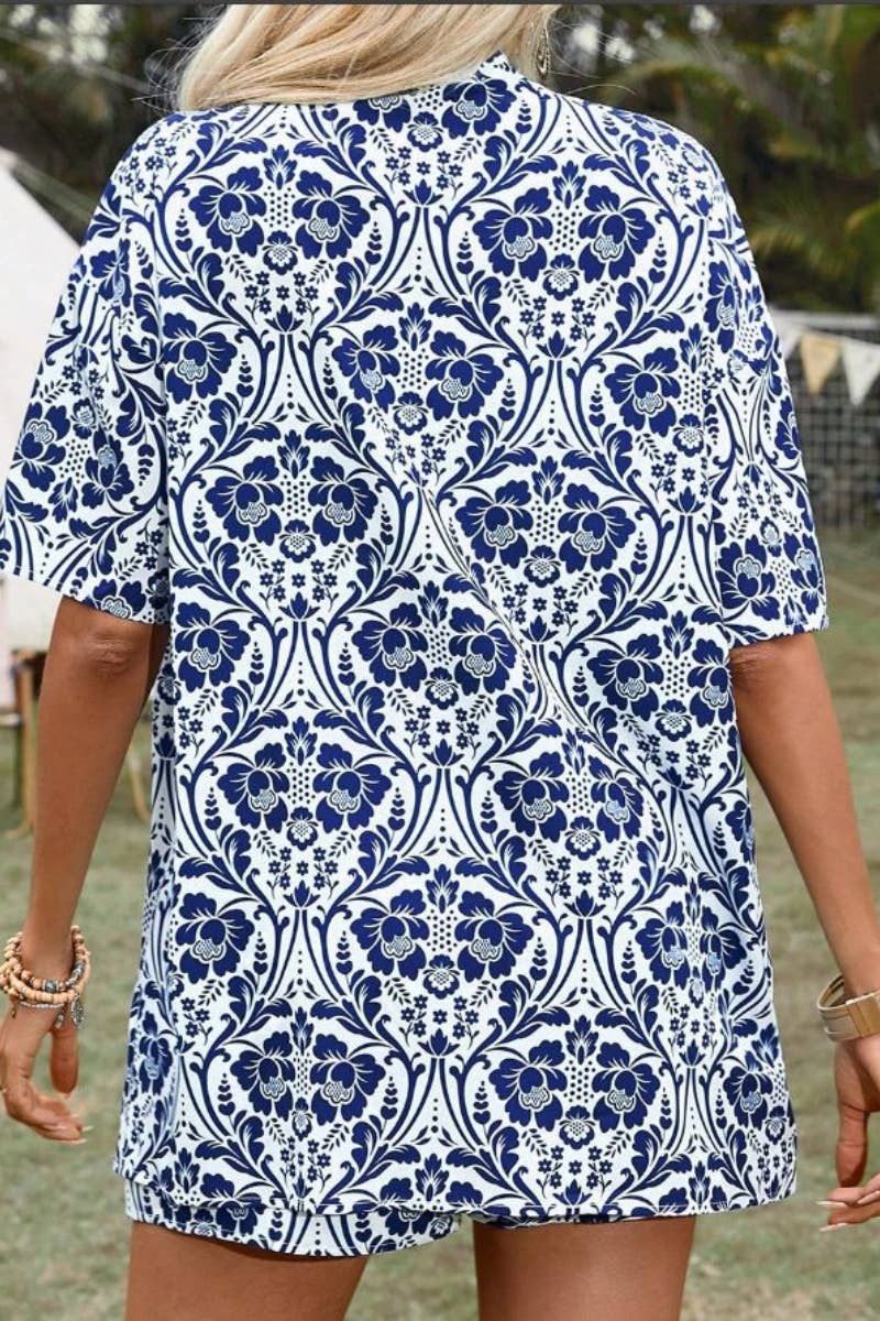 CWSS0643_SUMMER BOHO SHORT SLEEVE TOP SHORTS SUIT