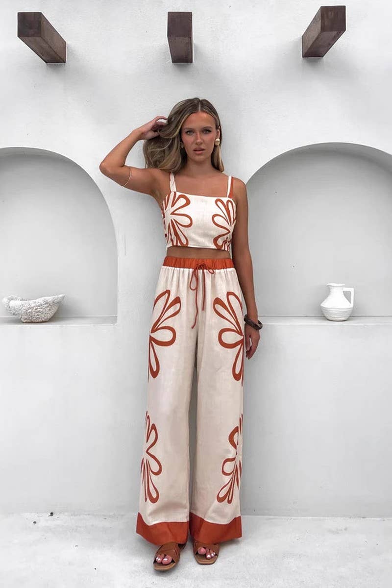 CWSTB1782_FLORAL CAMI TOP & WIDE LEG PANTS SET