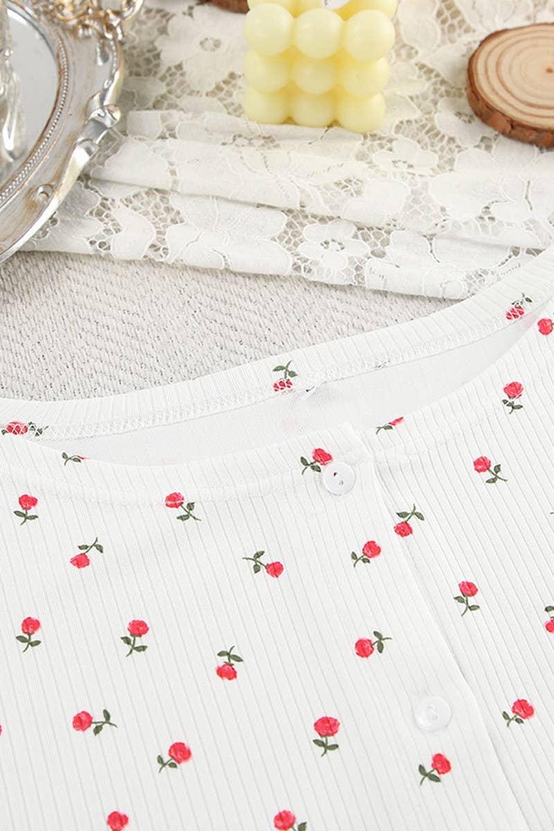 CWSPJ0214_KNITTED PRINTED CARDIGAN PAJAMAS HOME WEAR SET