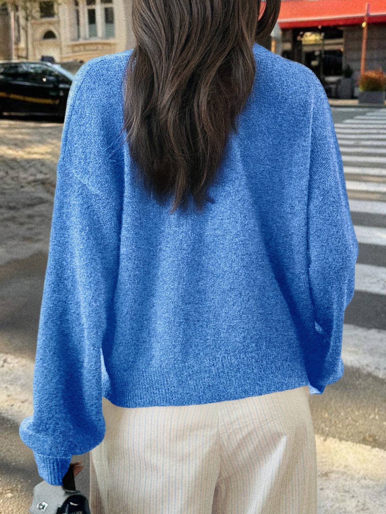 Casual simple button long-sleeved coat sweater