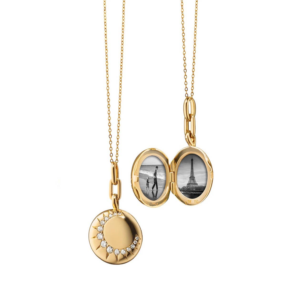 Moon Shell Locket Necklace ? Vintage Gold-Plated